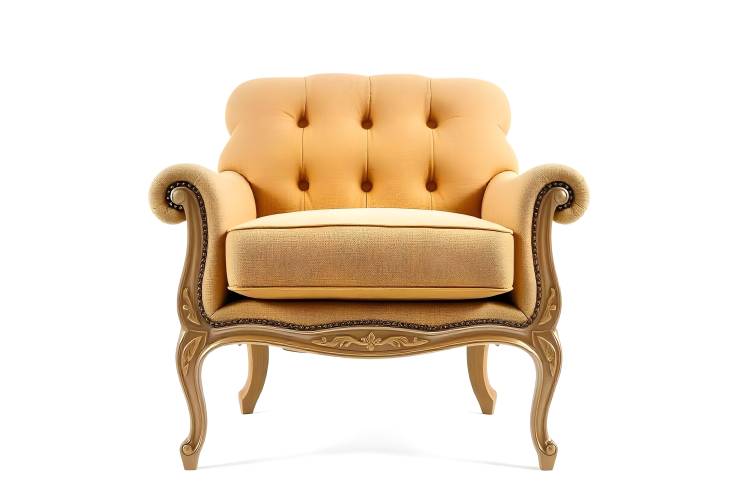 Isolated Charm Front View of a Classic Armchair